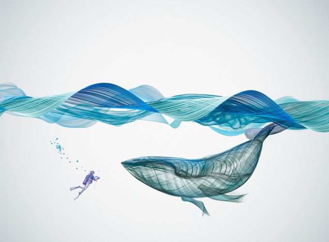 Wallpaper whale, waves, underwater, artwork, 4k, Abstract 291193024
